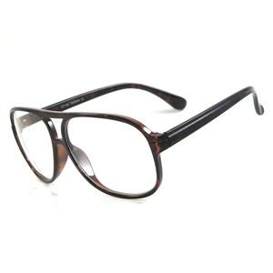 Cool Aviator Clear Lens Glasses Naiser Brown Retro